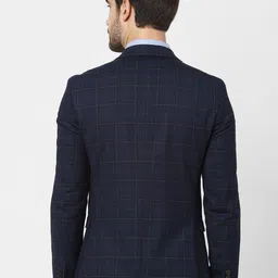 SELECTED Men Navy Blue Checked Single Breasted Blazer image 5