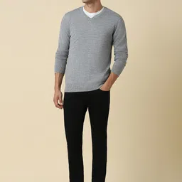 Allen Solly Textured V Neck Full Sleeves Sweater image 2