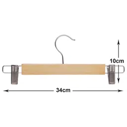 Kuber Industries 6 Pieces Brown Wooden Open Ended Natural Finish Closet Hangers image 3