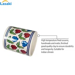 LASAKI Yellow & Maroon Textured Ceramic Planter With Holder image 3