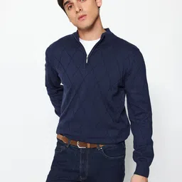 Trendyol Self Design Stand Collar Pullover image 5