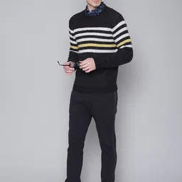 Antony Morato Men Black & White Striped Woollen Pullover image 3