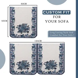 Kuber Industries Blue & White Printed Cotton Sofa Cover image 3