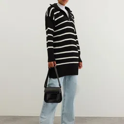 Trendyol Striped Mock Collar Acrylic Longline Pullover image 4