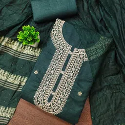 divastri Unstitched Cotton Blend Salwar Suit Material Embroidered image 2