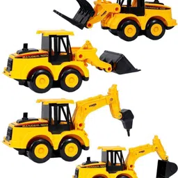 yuiop - Construction Vehicles Set - Friction toy drag and moves forward - 4 unique Pcs image 1