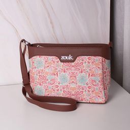 ZOUK Mangalore Blossoms Harmony Floral Printed Vegan Leather Structured Sling Bag-picture-29