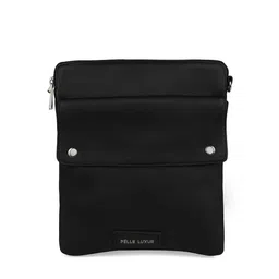 PELLE LUXUR Unisex Black Textured Messenger Bag-picture-12
