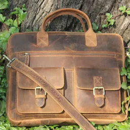 Picco Massimo Unisex Tan Leather Laptop Messenger Bag-picture-20