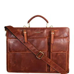 Sassora Unisex Leather Laptop Bag-Up to 16 inch-image-2