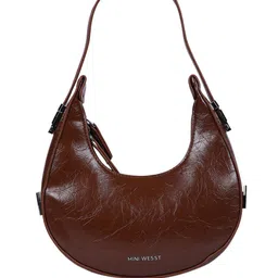 MINI WESST Women Textured Half Moon Handheld Bag image 4