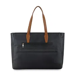 Toteteca Black Textured PU Oversized Shopper Shoulder Bag image 5