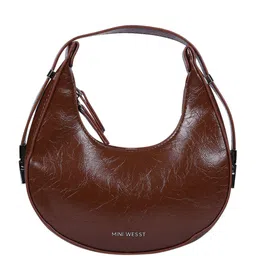 MINI WESST Women Textured Half Moon Handheld Bag image 5