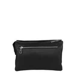 PELLE LUXUR Unisex Black Solid Messenger Bag image 4