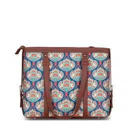 ZOUK Women Blue Ethnic Motifs Printed Structured 16 Inch Laptop Shoulder Bag image 4