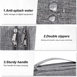 HOUSE OF QUIRK Grey Electronics Accessories Organizer Bag image 5