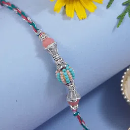 I Jewels Beaded & Stone Studded Thread Rakhi With Roli Chawal & Greeting Card-picture-52