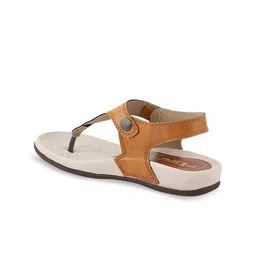 WELCOME Women Tan Open Toe Flats image 2