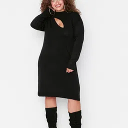 Trendyol Black Choker Neck Jumper Dress-picture-45