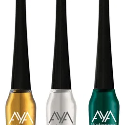 AYA Set of 3 Waterproof Liquid Eyeliner - Golden, Silver, Green image 2
