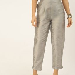 De Moza Women Grey Solid Trousers-picture-20