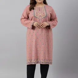 W Women Plus Size Ethnic Motifs Printed Keyhole Neck Floral Acrylic Kurta-picture-17