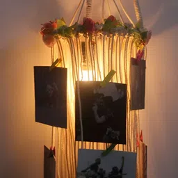 VAH Kya Bat Hai !! White & Green Textured Macrame Wall Hanging with Light image 4