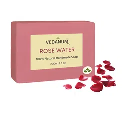 VEDANUM Set Of 3 Purified Rose Water Natural Handmade Soap 75gm Each image 2