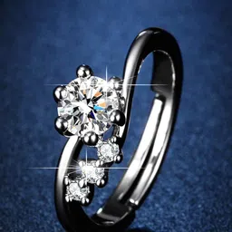 Jewels Galaxy Silver-Plated & AD-Studded Contemporary Shaped Finger Ring image 1