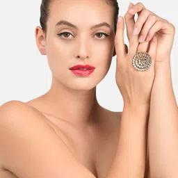 Zaveri Pearls Set Of 2 Gold-Plated Meenakari & Kundan-Studded Finger Rings image 5