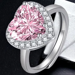 MYKI Sliver-Plated CZ-Studded Adjustable Finger Ring image 1