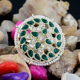 NAKABH Gold-Plated Stone-Studded Adjustable Finger Ring-picture-56