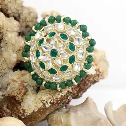 NAKABH Gold-Plated Stone-Studded Adjustable Kundan Finger Ring-picture-58