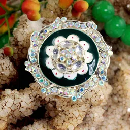 NAKABH Gold-Plated Stone-Studded Adjustable Kundan Finger Ring-picture-24