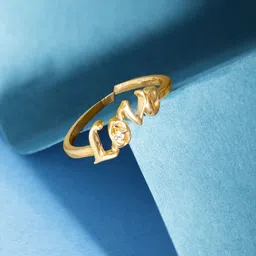 Unniyarcha Stones-Studded Gold-Plated Adjustable Finger Ring image 1