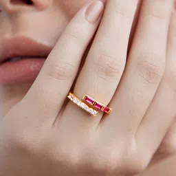 AIKA BY MINUTIAE Gold-Plated Crystal Studded Adjustable Finger Ring-picture-52