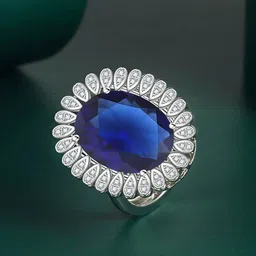 Designs & You Silver Plated Ice Cut AD Studded Finger Ring-image-39