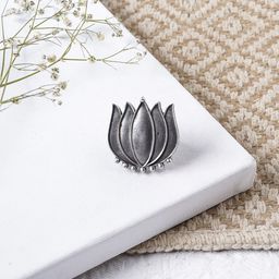 TEEJH Silver-Plated Oxidized Silver Finger Ring-picture-5