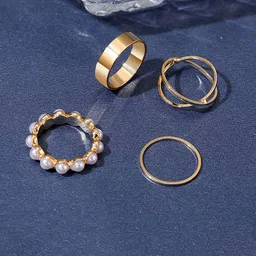 Jewels Galaxy Set Of 4 Gold-Plated Finger Ring image 2