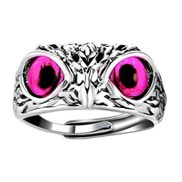 MEENAZ Men Silver-Plated Owl Evil Eye Adjustable Finger Ring image 3