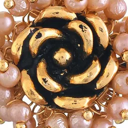 Silvermerc Designs Gold-Plated Beaded Rose Flower Adjustable Finger Ring image 4