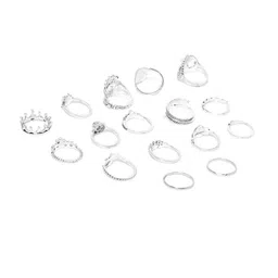 Jewels Galaxy Set Of 16 Silver-Plated Oxidized Finger Rings-image-41