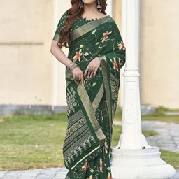 Mitera Floral Printed Zari Saree-image-33