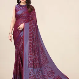Winza Designer Geometric Printed Chiffon Brasso Saree-image-89