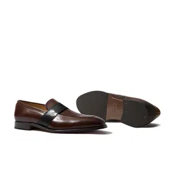 Rapawalk Coffee Brown & Black Handcrafted Standard Width Leather Slipons image 5