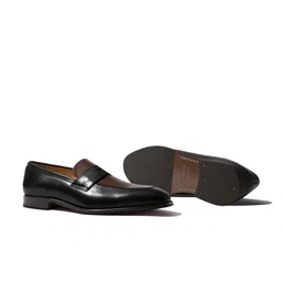 Rapawalk Black & Coffee Brown Handcrafted Standard Width Leather Slipons image 2