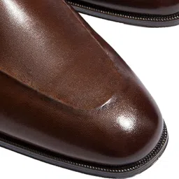 Rapawalk Coffee Brown & Black Handcrafted Standard Width Leather Slipons image 2