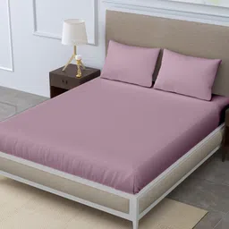 LINENWALAS Happy Sleeping Lavender 300 TC Queen Bedsheet with 2 Pillow Covers-picture-16