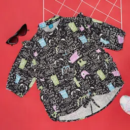 YU by Pantaloons Girls Abstract Printed Ruffled Shirt Style Top-picture-28