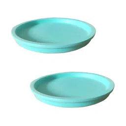 LASAKI Aqua Blue Round 2 Pieces Ceramic Planter Trays-image-19